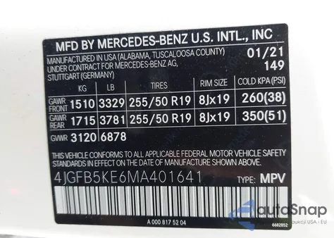 2021 Mercedes-Benz Gle 450 4Matic из США, поврежденный, VIN 4JGFB5KE6MA401641